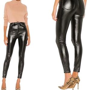 Size 25 Free People We The Free Phoenix Coated Black Faux Leather Pants EUC